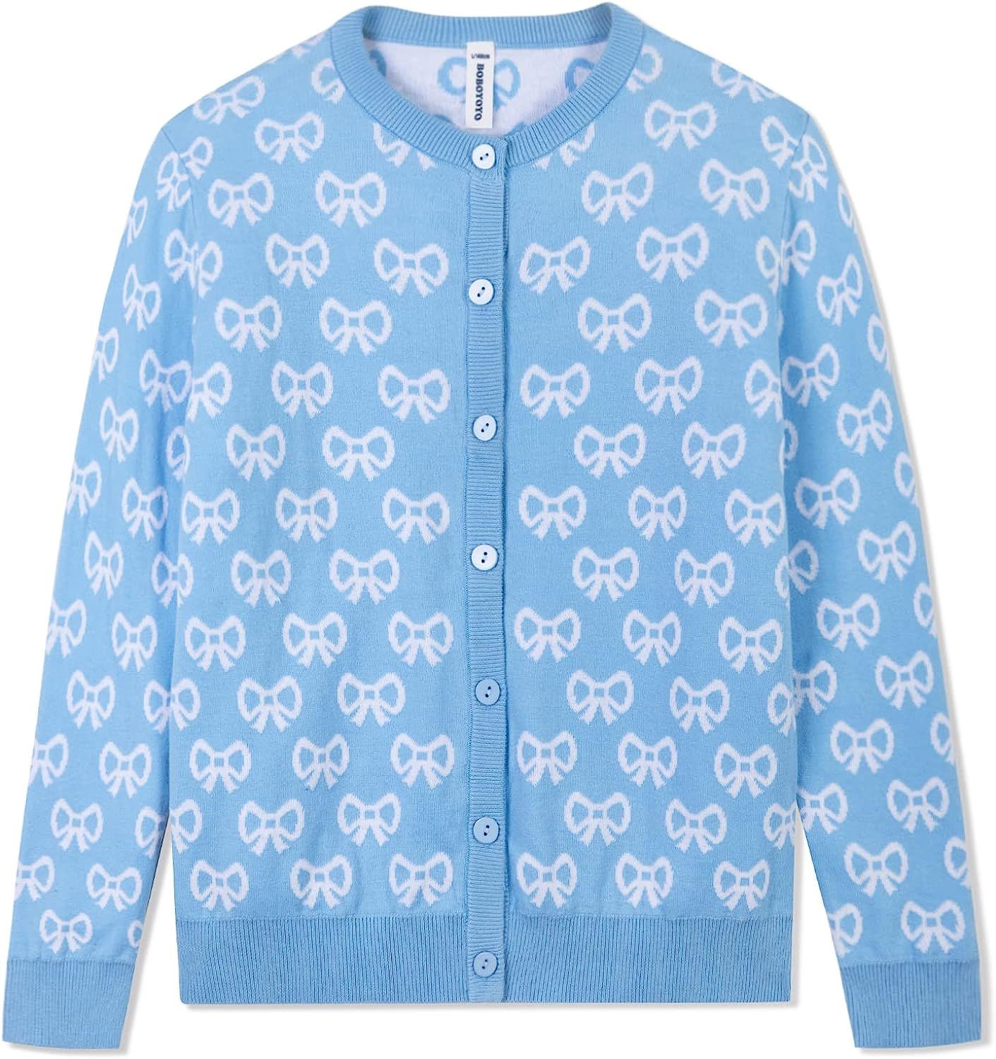 BOBOYOYO Girls Cute Cardigan 100% Cotton Girls Button Up Sweater Long Sleeve Kids Knit Cardigan C... | Amazon (US)