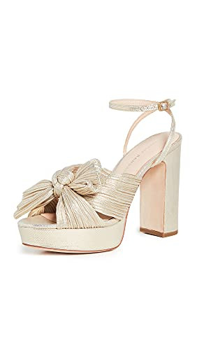 Loeffler Randall Women's Natalia Platform Pleated Bow Heels, Platinum Lame, Gold, Metallic, 10 Medium US | Amazon (US)