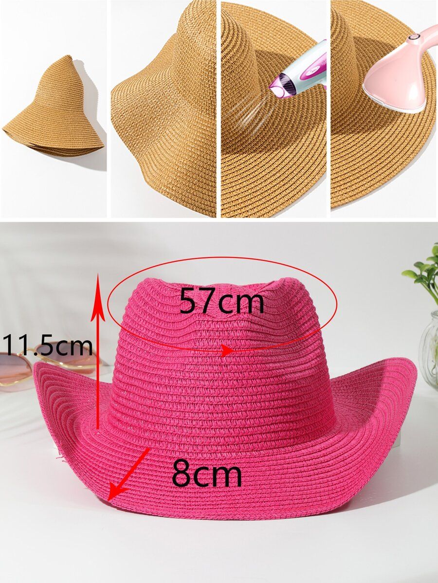 1pc Women Minimalist Solid Fashionable Straw Hat For Outdoor Travel SKU: sc2303046099077951(1 Rev... | SHEIN