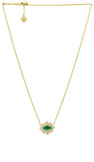 Grayson Sunburst Frame Short Pendant Necklace in Green Glass | Revolve Clothing (Global)