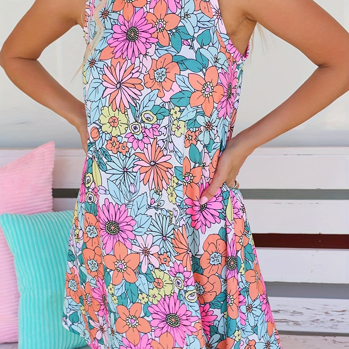 Floral Print Sleeveless Dress, Casual Tank Dress For Spring & Summer, Women's Clothing | Temu Affiliate Program