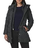 Cole Haan Women's Taffeta Down Coat with Bib Front and Dramatic Hood, Graphite, Small | Amazon (US)