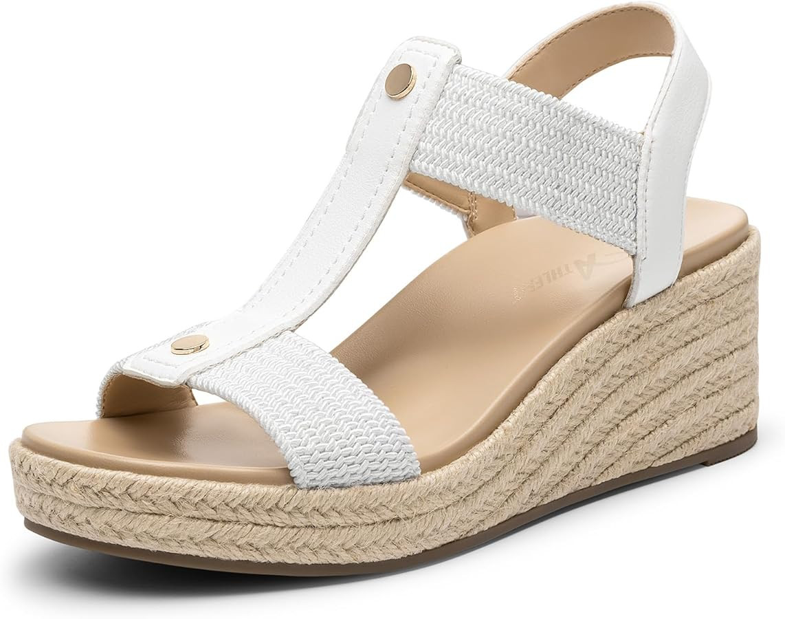 Athlefit Women's Espadrille Platform Wedge Sandals Comfortable Casual Open Toe Summer Dressy Arch... | Amazon (US)
