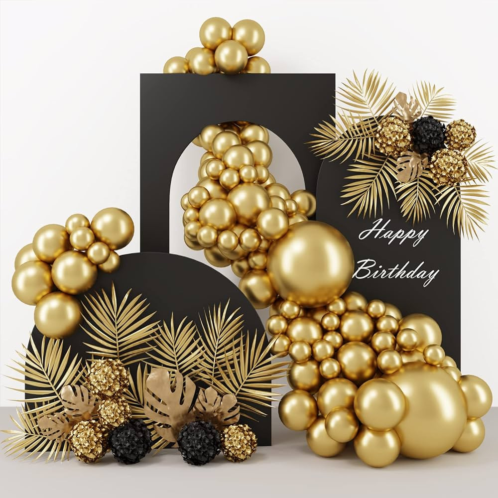 RUBFAC 87pcs Gold Balloons Latex Balloons Different Sizes 18 12 10 5 Inch Metallic Gold Party Bal... | Amazon (US)