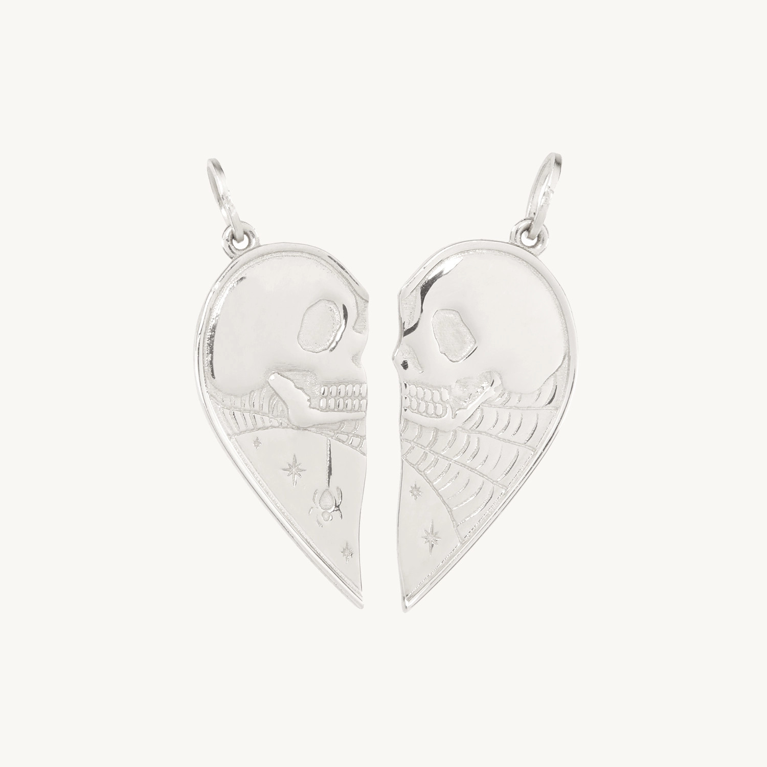 Kissing Skull Friend Charm Set, Silver | Catbird
