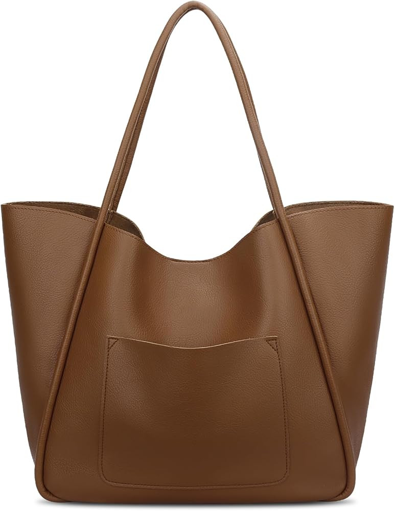Amazon.com: KKXIU Tote Bag for Women Vegan Leather Shoulder Purse Large Capacity Travel Bag - Bro... | Amazon (US)