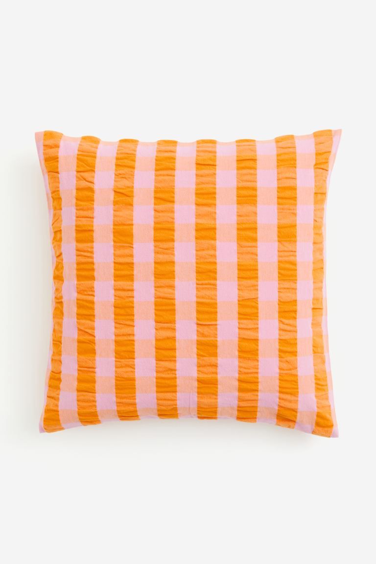 Seersucker Cushion Cover - Pink/checked - Home All | H&M US | H&M (US + CA)