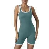VV AVEORS Women Rompers Sleeveless Square Neck Stretch Ribbed Contrast Workout Shorts Bodysuits J... | Walmart (US)