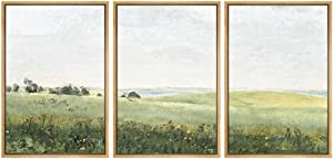 SIGNWIN Framed Canvas Print Wall Art Set Green Pasture Countryside Flower Field Nature Abstract I... | Amazon (US)