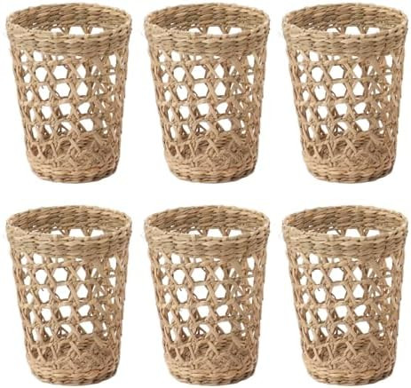 6 PCS Wicker Woven Cup Holders Anti Scald Hollow Handmade Straw Woven Glass Drink Cup Sleeve for ... | Amazon (US)