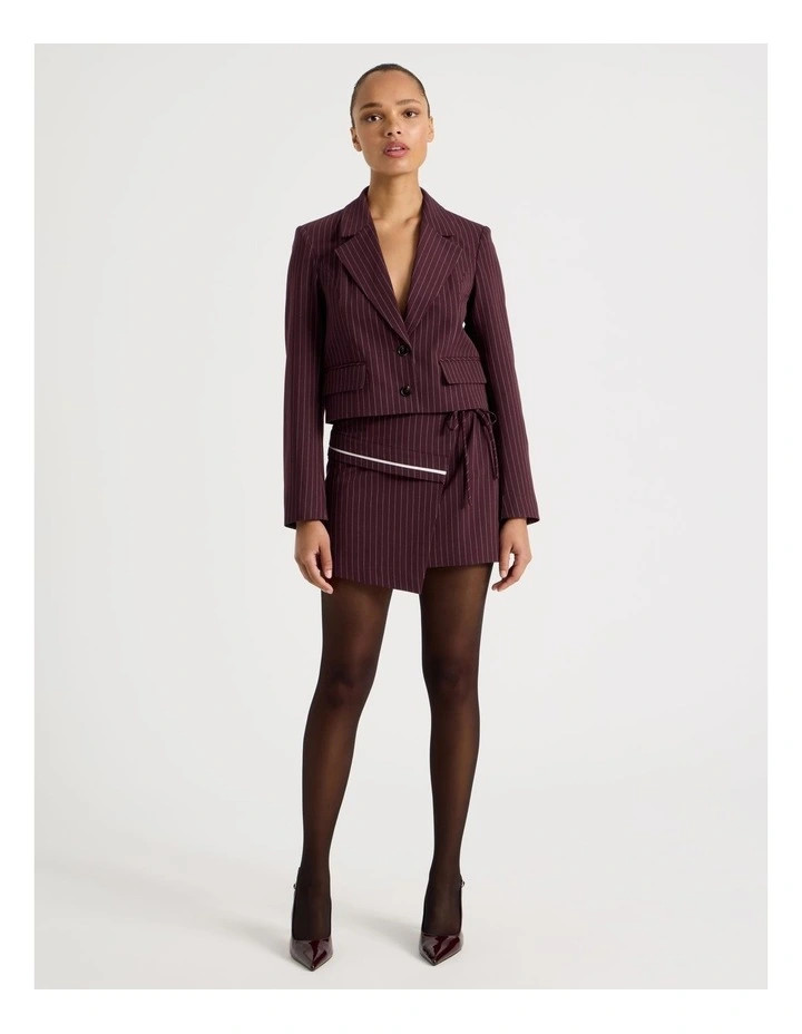 BlaqPinstripe Cropped Blazer in Wine | Myer
