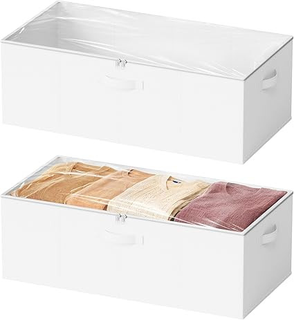 SpaceAid 2 Pack 10" High Under Bed Storage Containers, Large Underbed Storage Organizer Bins with... | Amazon (US)