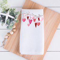 Heart Tea Towel, Kitchen Pink Art, Valentine Gift, Anniversary Dish Hand Towel | Etsy (US)