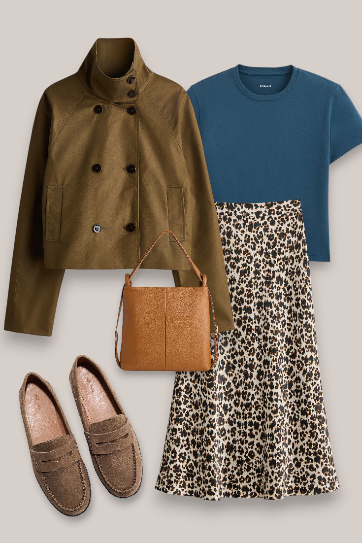Easy early fall outfit with a leopard maxi skirt, simple tee and lightweight jacket 🍂 Love the mix of warm neutrals with the blue, finished with suede loafers and an everyday tan bag. 

 #LTKautumn #LTKdatenight #LTKstyletip