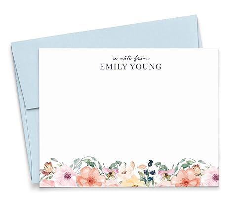 Personalized Floral Stationery Set, Personalized stationary for Women, Your Choice of Colors and ... | Amazon (US)