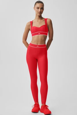 ALO | Airlift High-Waist Alignment Legging in Bright Red/White, Size: Large | Alo Yoga