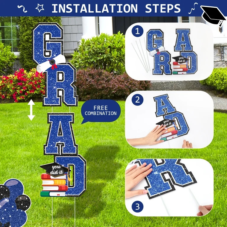 Suknil 8Pcs Graduation Yard Sign, Graduation Decorations 2026, Graduation Decorations Class of 20... | Walmart (US)