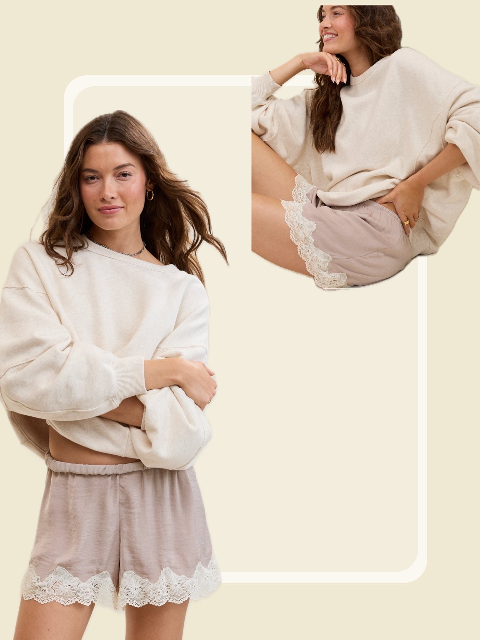 | on sale, but selling out way too fast | lace shorts | lace bottom boxer shorts | loungewear | cute pajamas | satin lace pjs |