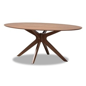 Baxton Studio Monte Modern Walnut Browned Wood 71-Inch Oval Dining Table | Cymax