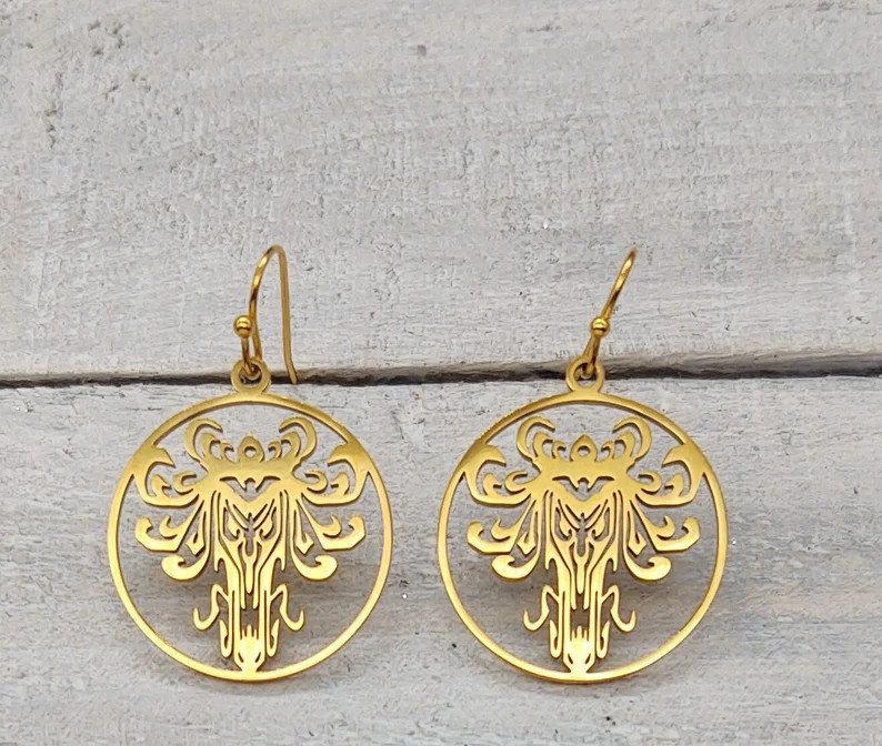 Haunted Mansion Wallpaper Ghoul Dangle Earrings Halloween Charm, Disney Fan , Ghost Host, Costume... | Etsy (US)