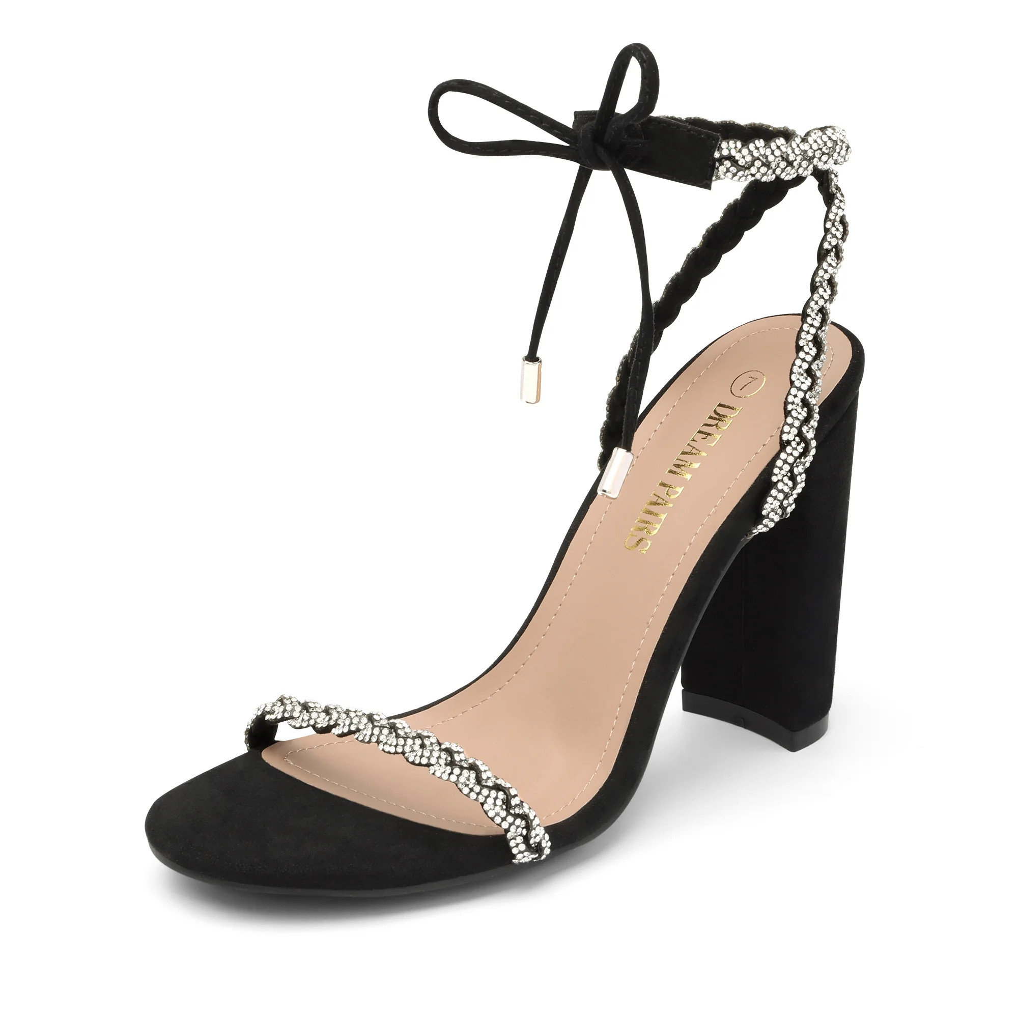 Dream Pairs Women's High Chunky Block Rhinestone Braid Heels Open Toe Wedding Dress Sandals SDHS2... | Walmart (US)