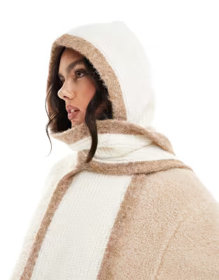 ASOS DESIGN rib knit hood scarf  with neutral edge design | ASOS (Global)