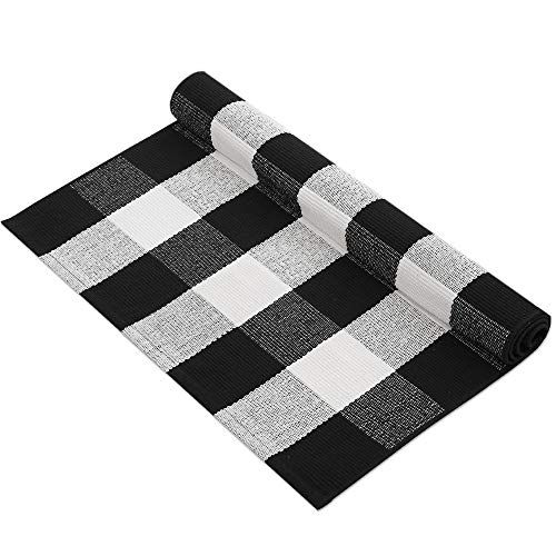 MUBIN Cotton Buffalo Plaid Rug 27.5 x 43 Inches Black and White Check Rugs Hand-Woven Indoor or Outd | Amazon (US)