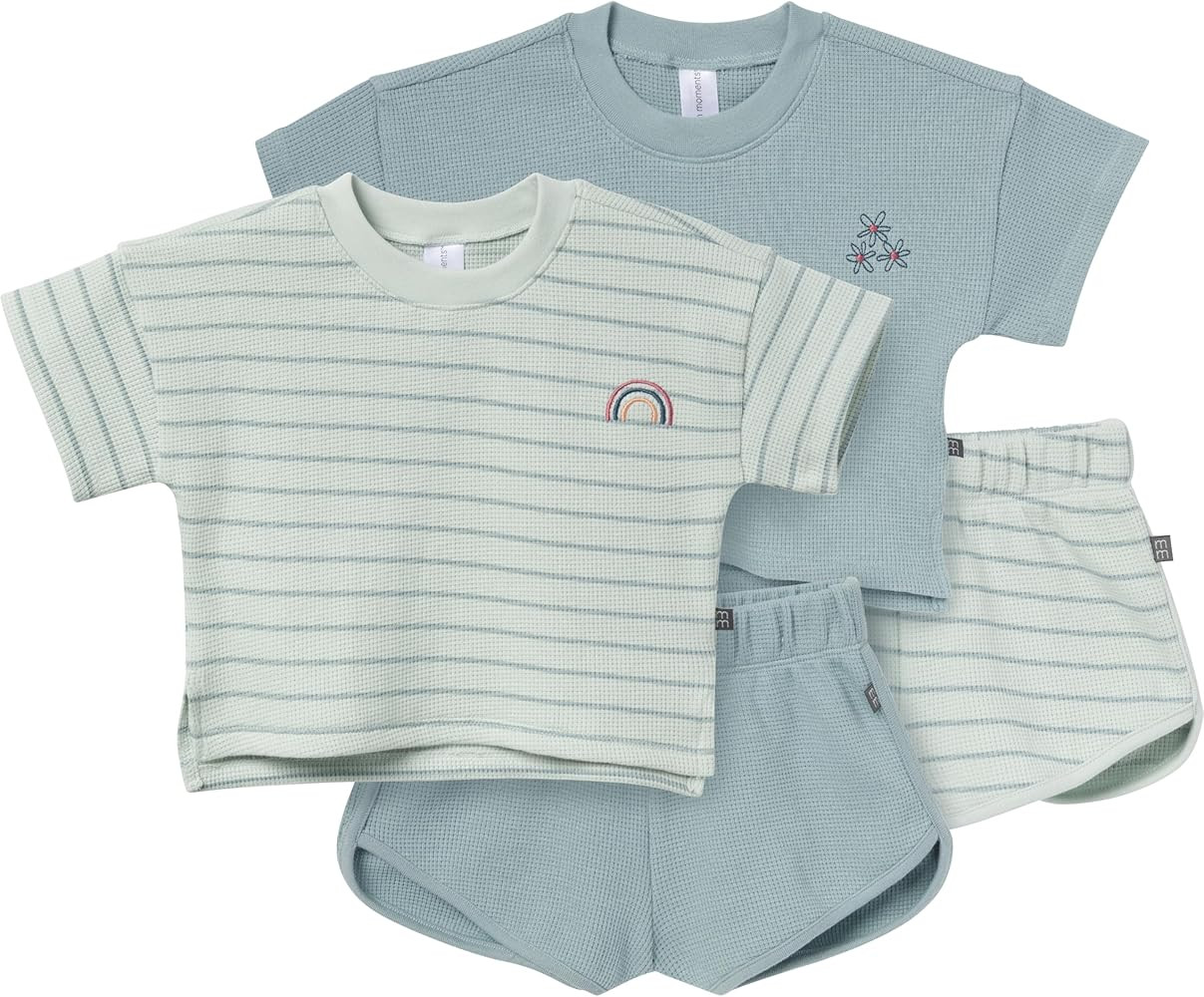 Modern Moments by Gerber Baby Girls 4-piece Set (2 Boxy Crop Tops & 2 Dolphin Shorts) | Amazon (US)