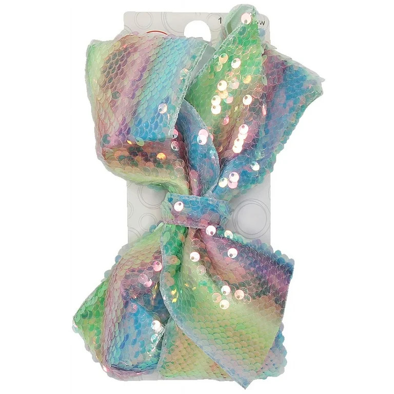 Wonder Nation Girls’ Ombre Sequin Jumbo Bow Salon Clip, Multi | Walmart (US)