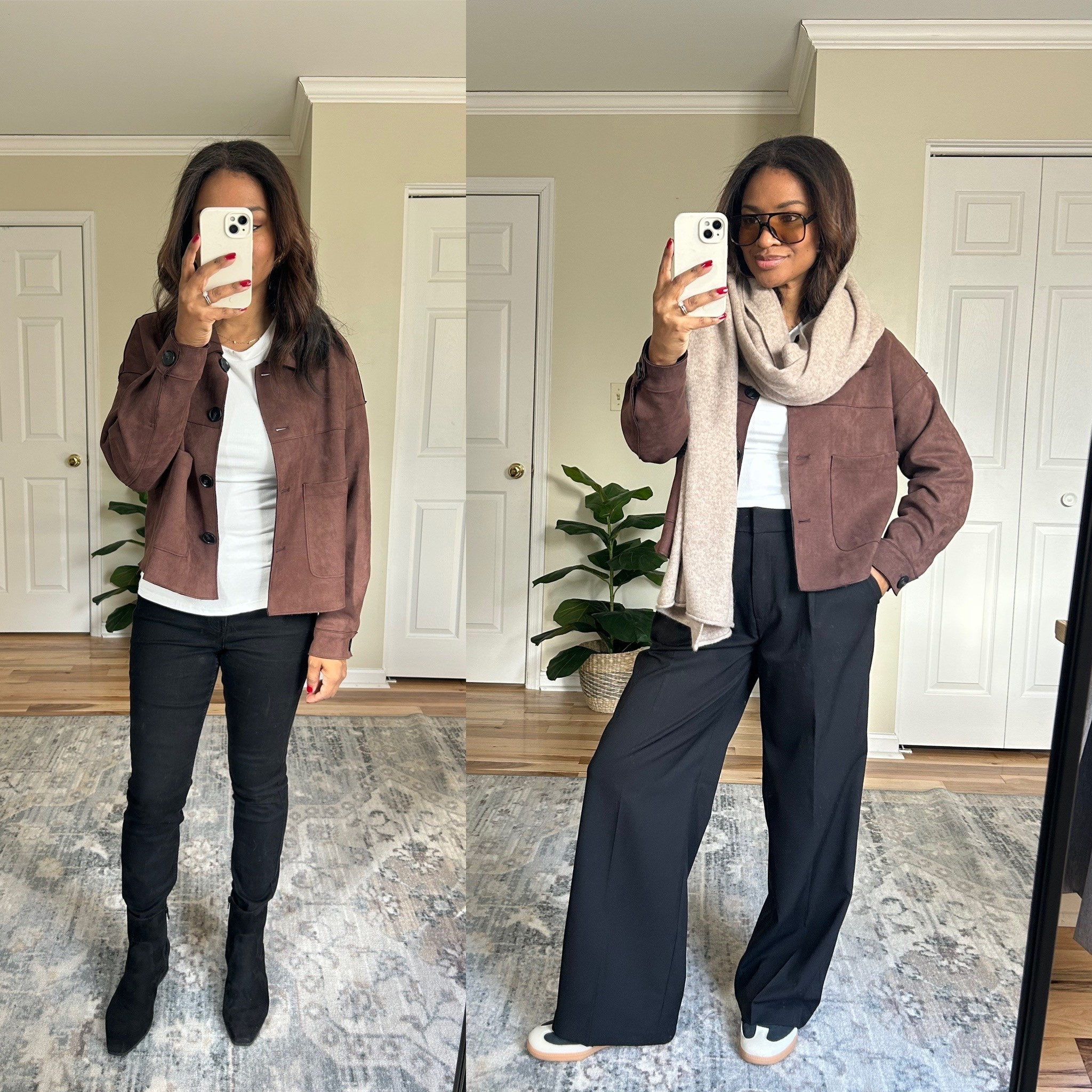 Wearing a small in the pants and a medium in the faux suede jacket 

#LTKootd #LTKOver40