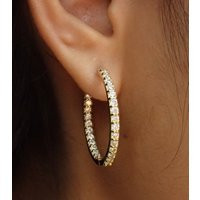 Diamonds Hoop Earrings/Huggie Hoops Minimalist Earring For Women in Stock | Etsy (US)