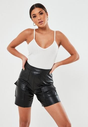 Recycled White Rib V Neck Cami Top | Missguided (US & CA)