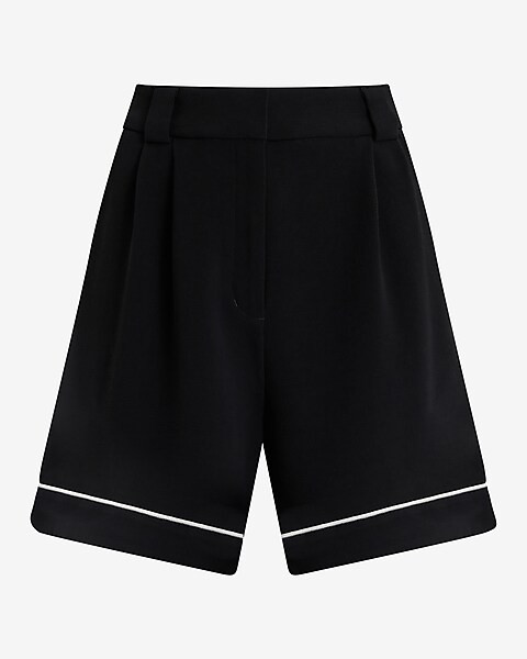 Piped High Waisted Relaxed Shorts | Express