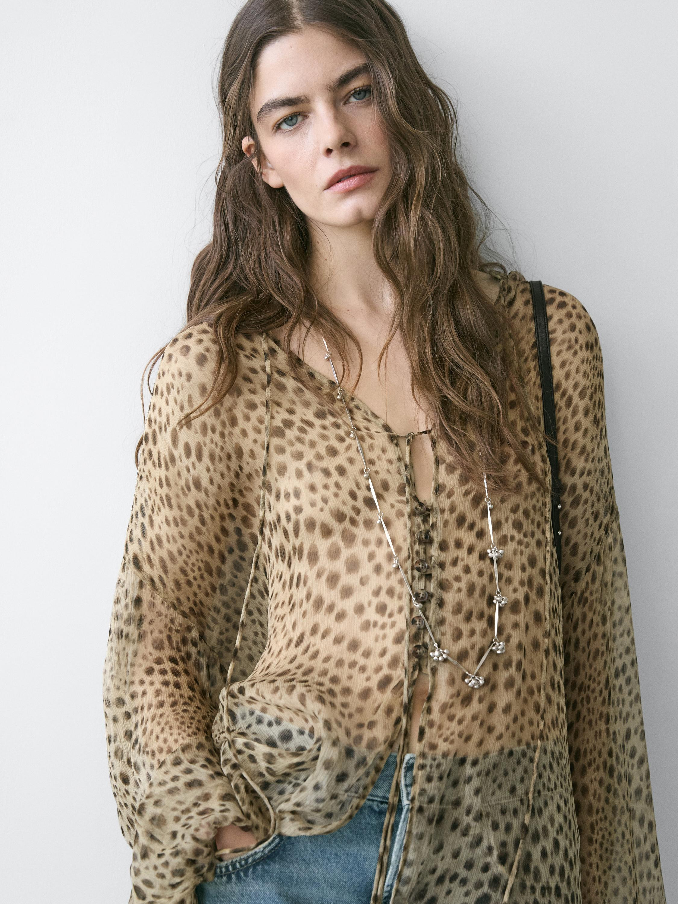 Flowing animal print blouse | Massimo Dutti UK