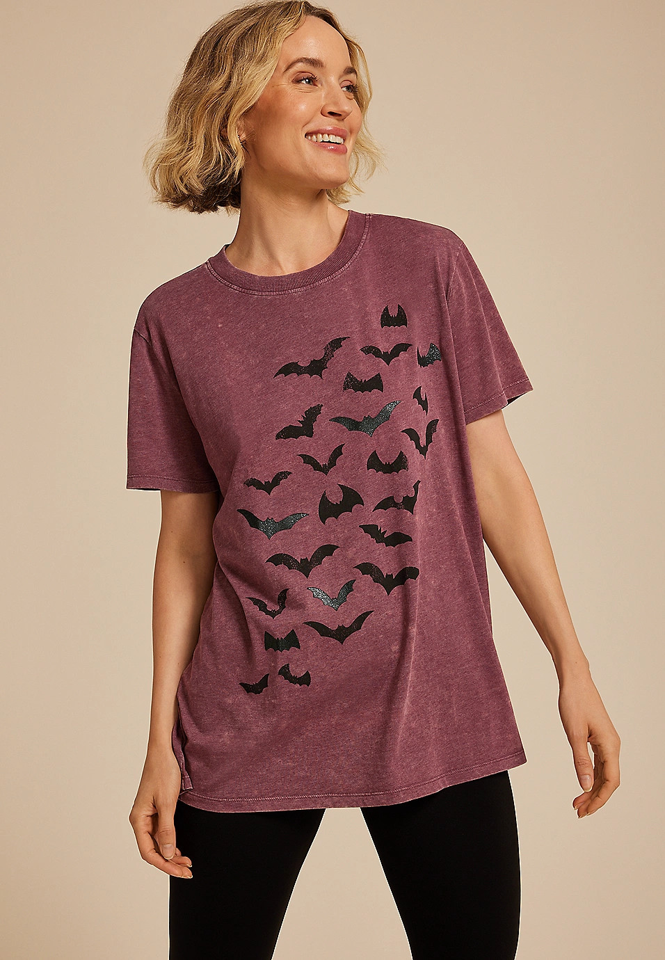Halloween Bats Oversized Fit Graphic Tee | Maurices