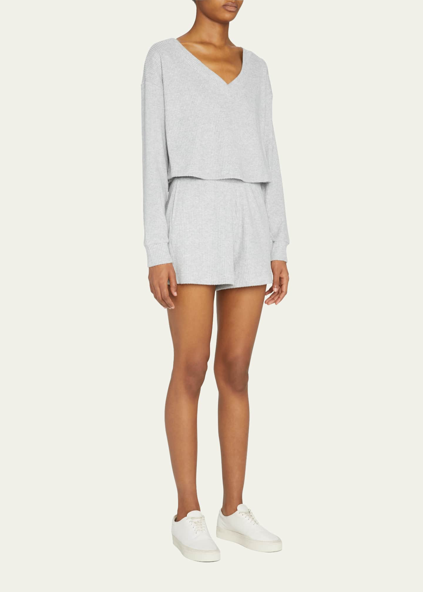 Alo Yoga Muse Ribbed V-Neck Pullover Top | Bergdorf Goodman