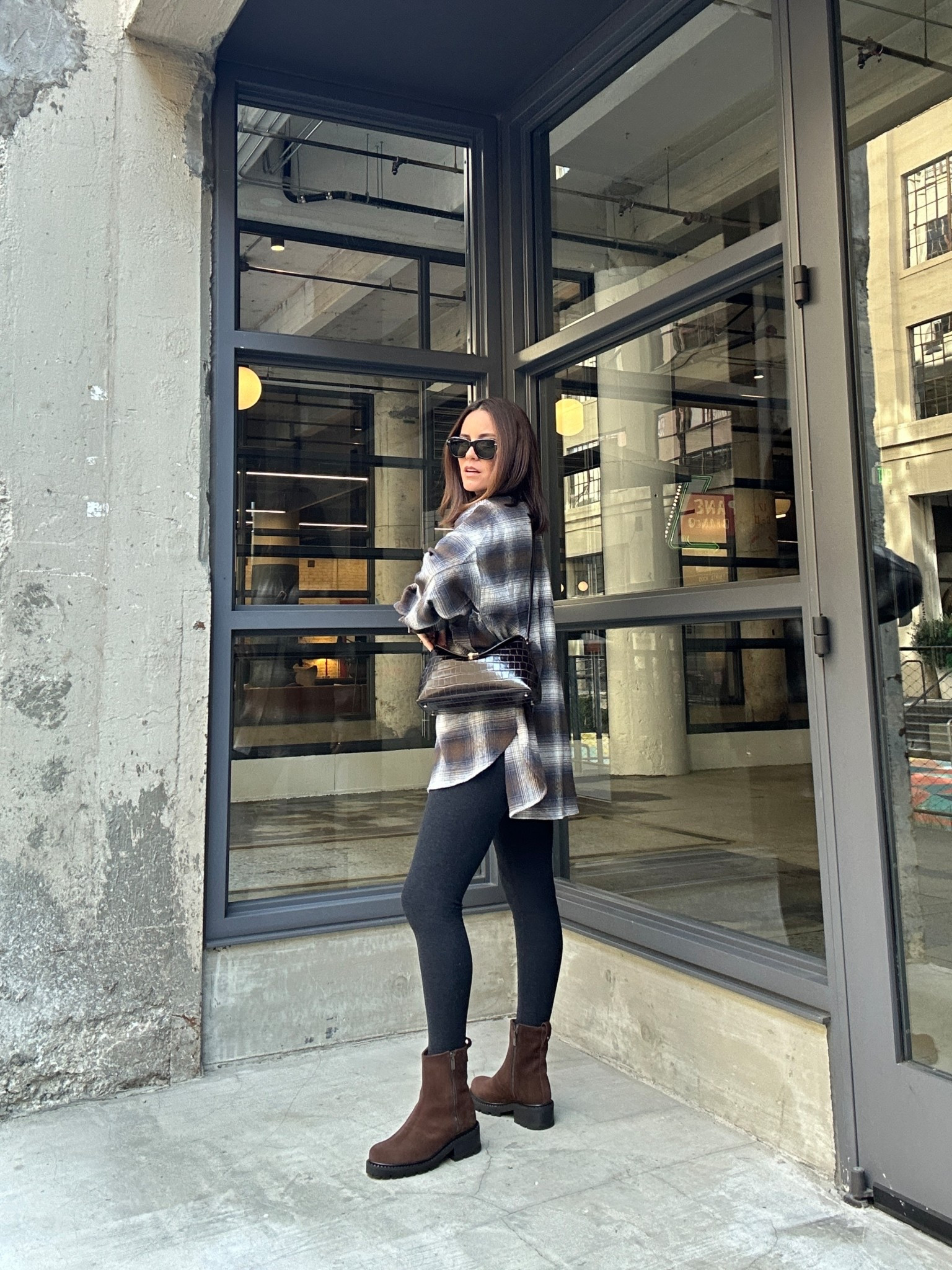 Fall weekend outfit idea! 
Plaid shirt, leggings, crossbody bag, boots (size down 1 size) 

#LTKSeasonal #LTKFindsUnder100 #LTKStyleTip