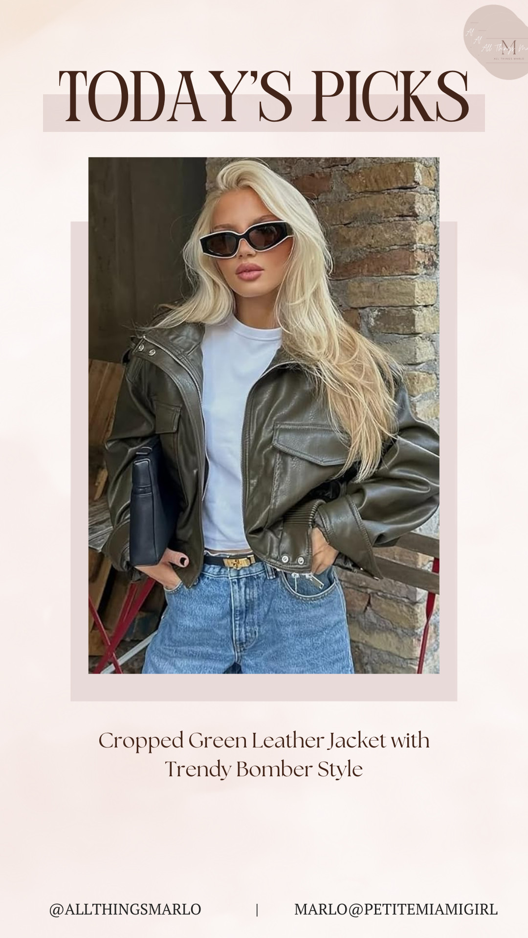 Cropped Green Leather Jacket with Trendy Bomber Style 

 #LTKSeasonal #LTKWorkwear #LTKTravel