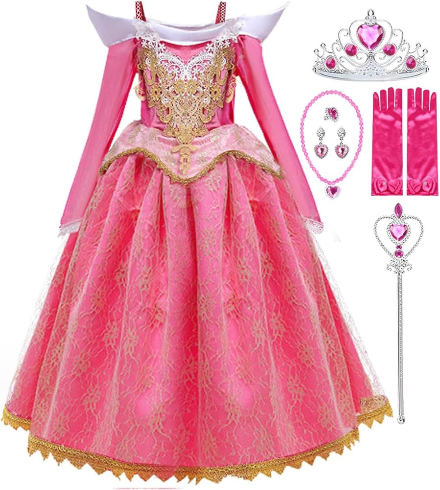 Princess Costume for Girls Toddler Pink Princess Dress Up Birthday Halloween Christmas Cosplay Pa... | Amazon (US)