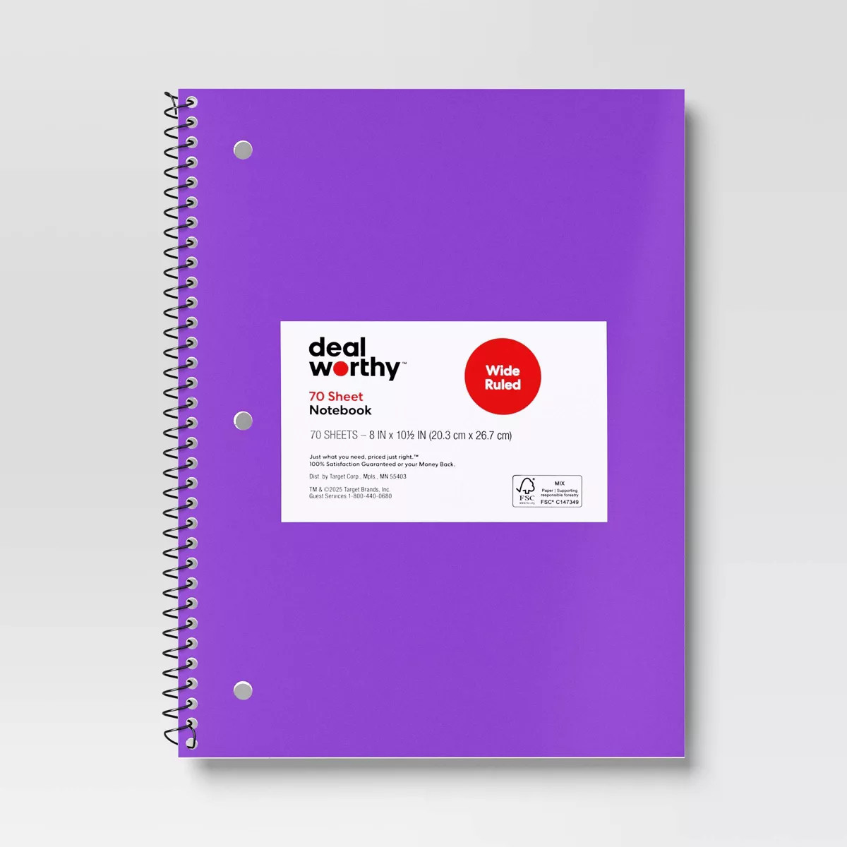 Subject Spiral Notebook Wide Ruled - Dealworthy™ | Target