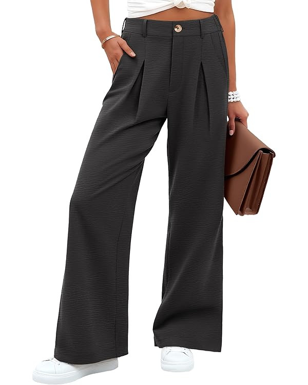 ANRABESS Women Wide Leg Dress Pants Lightweight High Waisted Business Casual Trousers Dressy Offi... | Amazon (US)