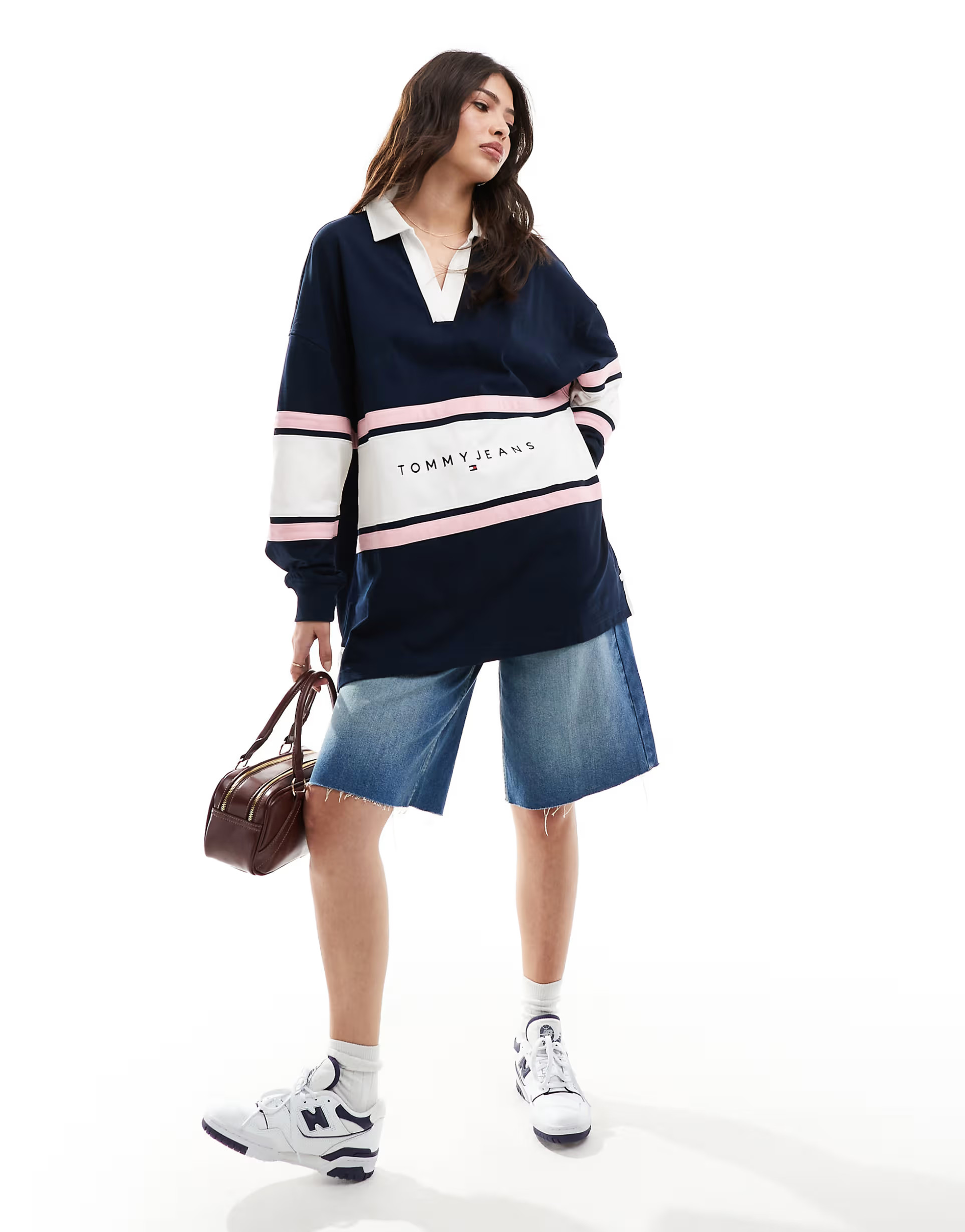 Tommy Jeans colorblock rugby shirt in navy | ASOS (Global)