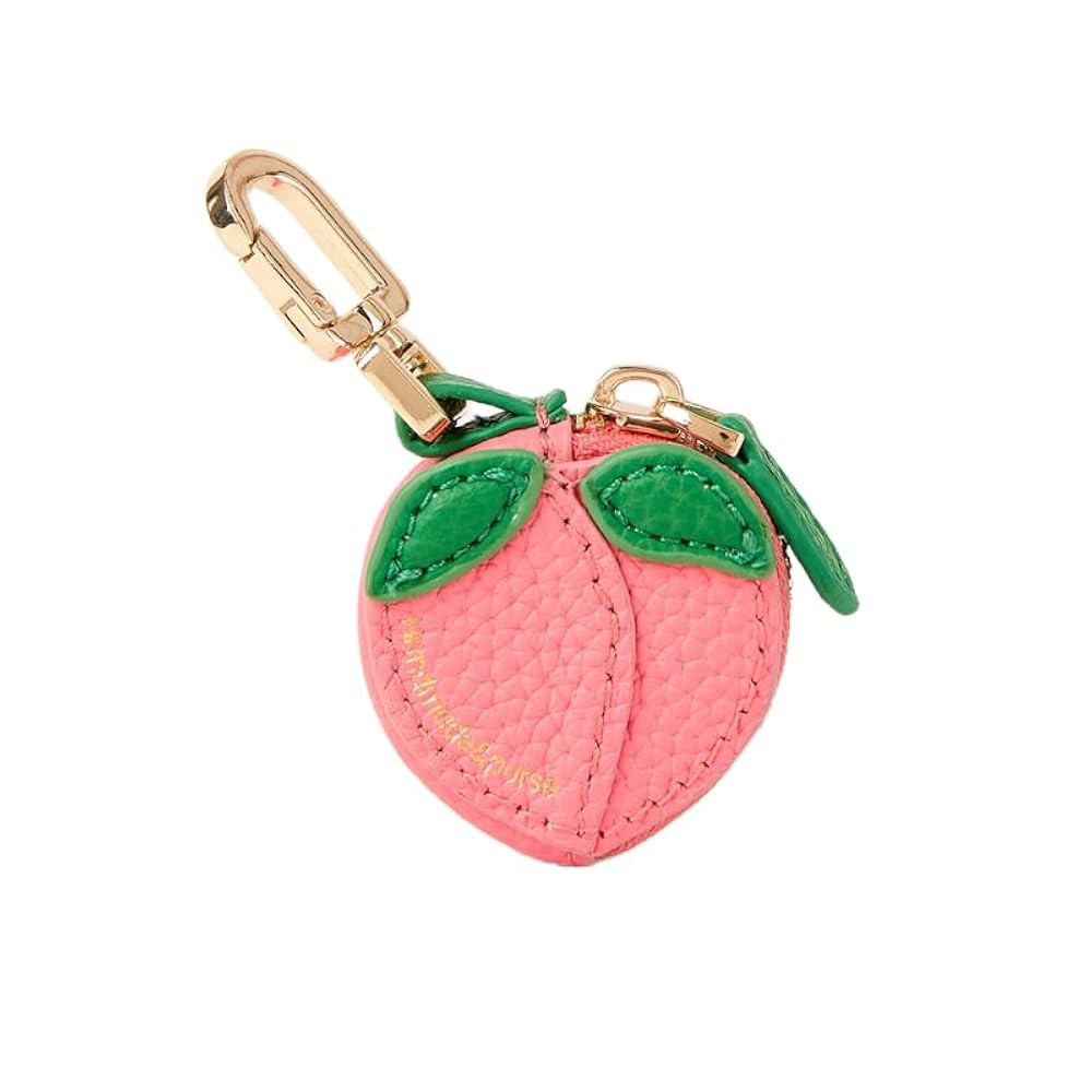Peach Fruit Charm coin purse genuine leather cowskin cute keychain mini pouch for Airtag Wallet g... | Amazon (US)