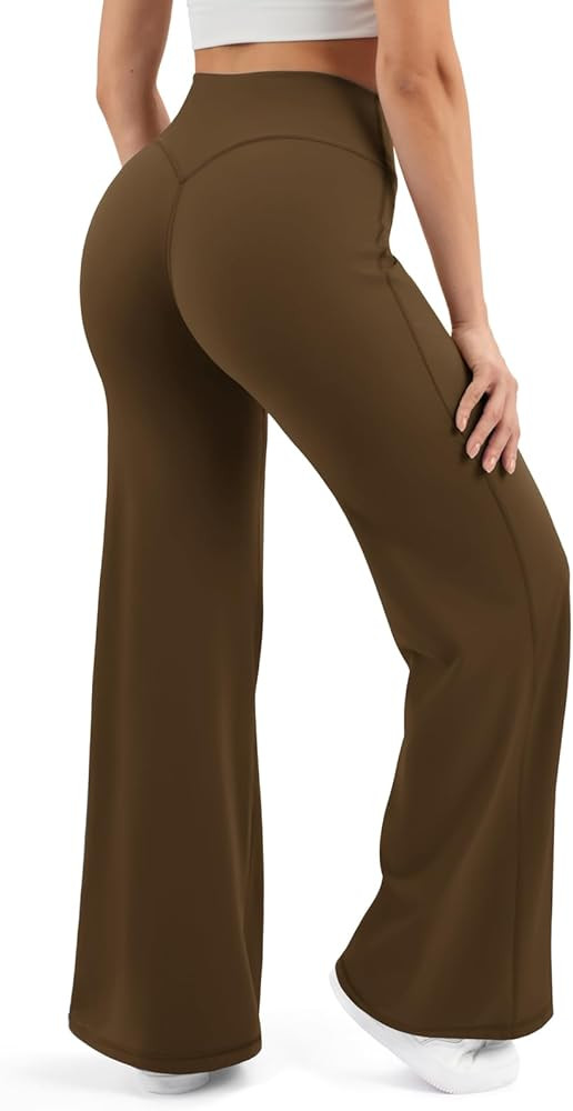 Flare Yoga Pants for Women High Waisted Wide Leg Flared Pants Leggings Crossover with Tummy Contr... | Amazon (US)