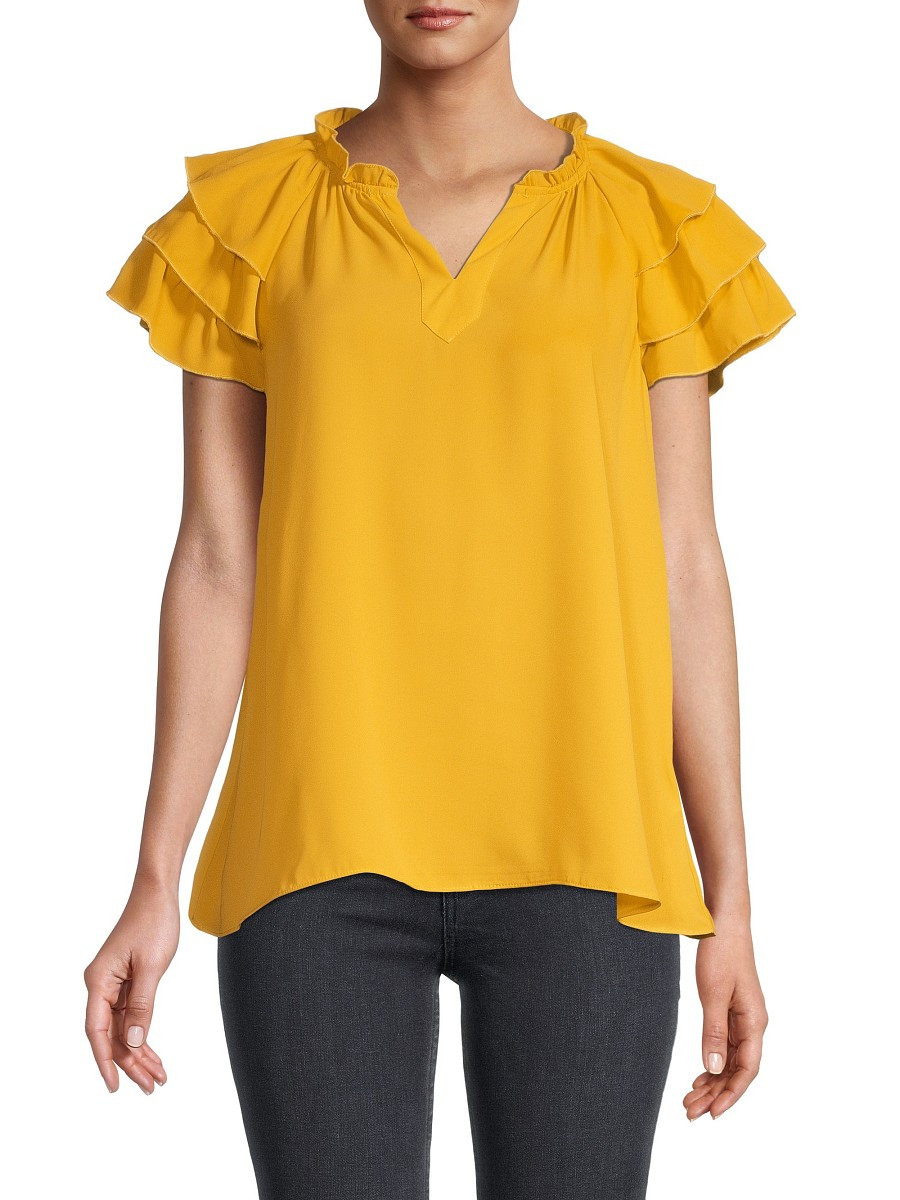 NANETTE nanette lepore Women's Layered Ruffle-Sleeve Top - Yellow - Size XS | Saks Fifth Avenue OFF 5TH