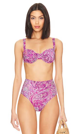 Beckett Bikini Top in Caymen Paisley Pink Purple Bikini Purple Swimsuit Purple Bathing Suit | Revolve Clothing (Global)