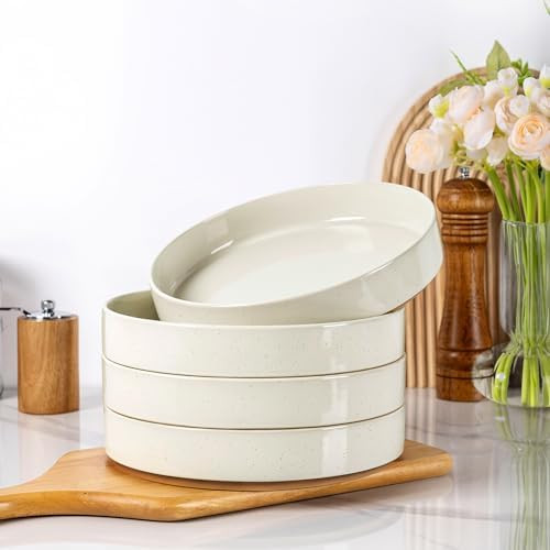 AmorArc 9.0" Large Ceramic Pasta Bowls, 32oz Handmade Speckled Stoneware Pasta Bowls Set of 4, Mi... | Amazon (US)