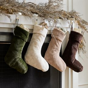 Plush Fur Stocking, Evergreeen | West Elm (US)