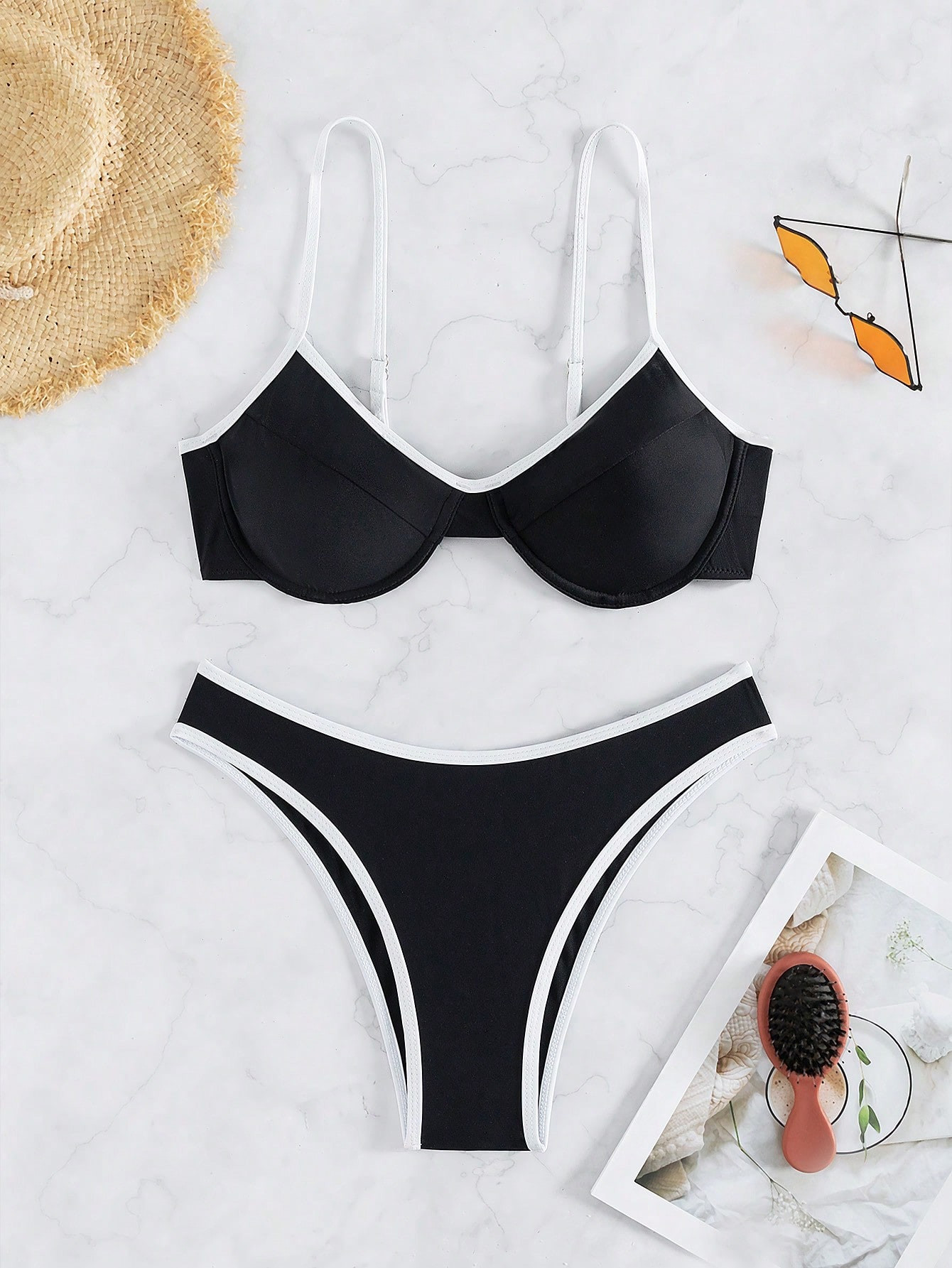 SHEIN Swim SPRTY Ladies' Color Block Separate Swimsuit With Contrast Trim | SHEIN