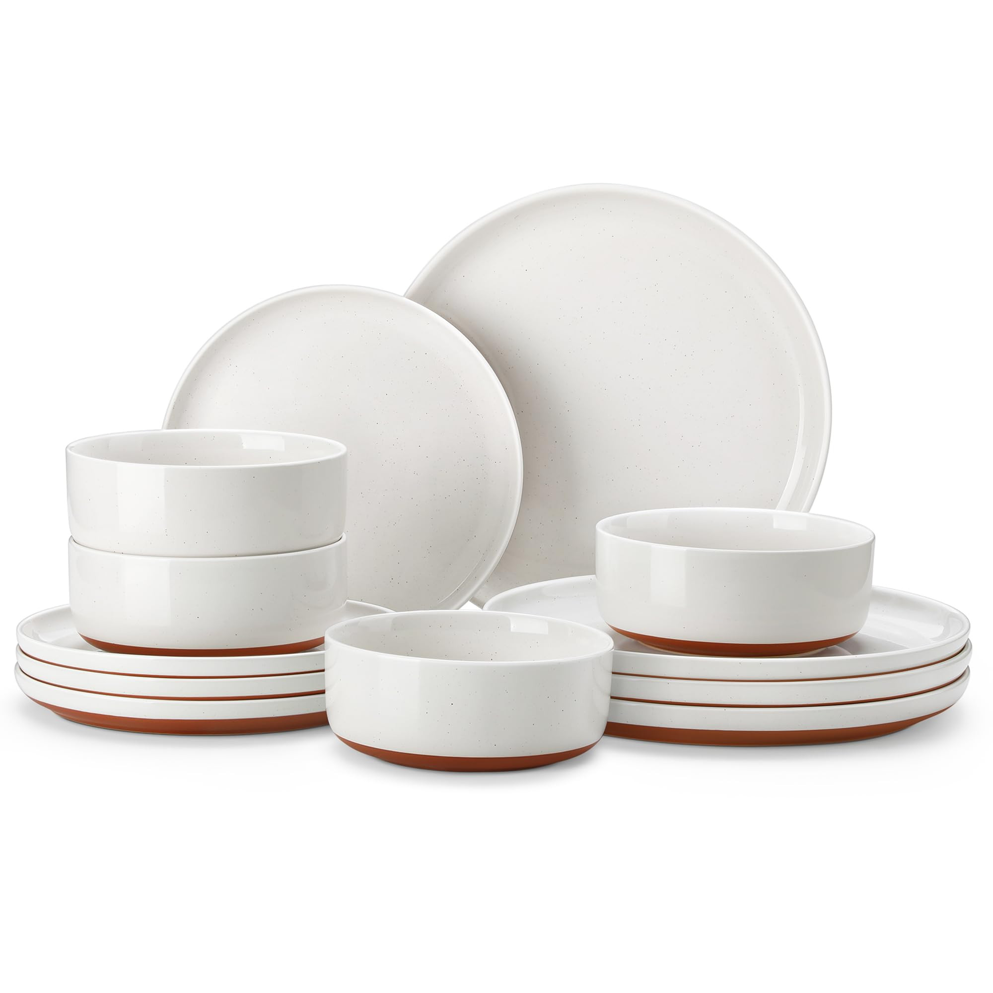 MALACASA Plates and Bowls Sets, 12 Pieces Modern Stoneware Dinnerware Set for 4 Kitchen Dinner Se... | Amazon (US)
